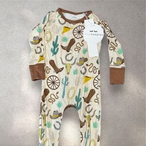 Little Sleepies Bamboo Rodeo Print Crescent Zippie Pajams
